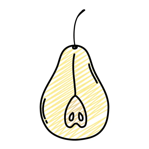 Doodle Delicious Slice Pear Organic Fruit Vector Illustration — Stock Vector