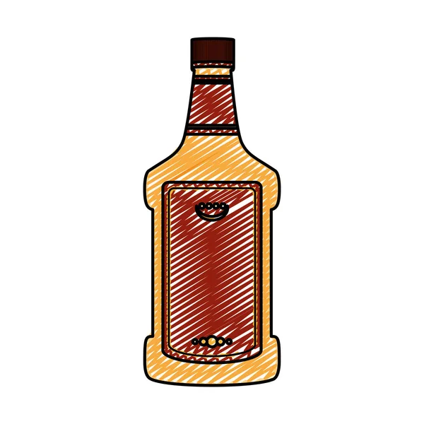 Illustration Vectorielle Boisson Alcoolisée Bouteille Liqueur Tequila Doodle — Image vectorielle