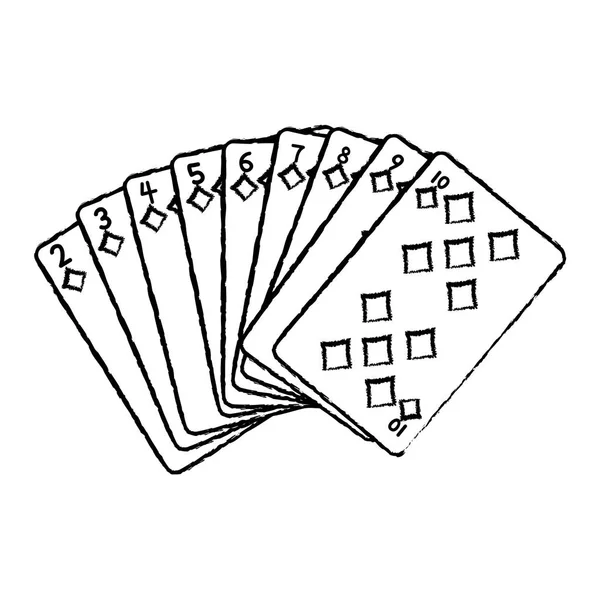 Tarjetas Diamantes Grunge Clásico Juego Casino Vector Ilustración — Archivo Imágenes Vectoriales