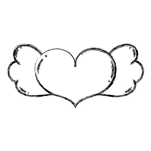 Гранжевий Символ Любові Серця Крилами Векторні Ілюстрації — стоковий вектор