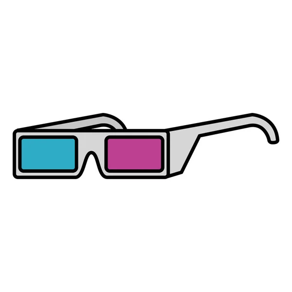 彩色3D 眼镜对象影院娱乐矢量插图 — 图库矢量图片