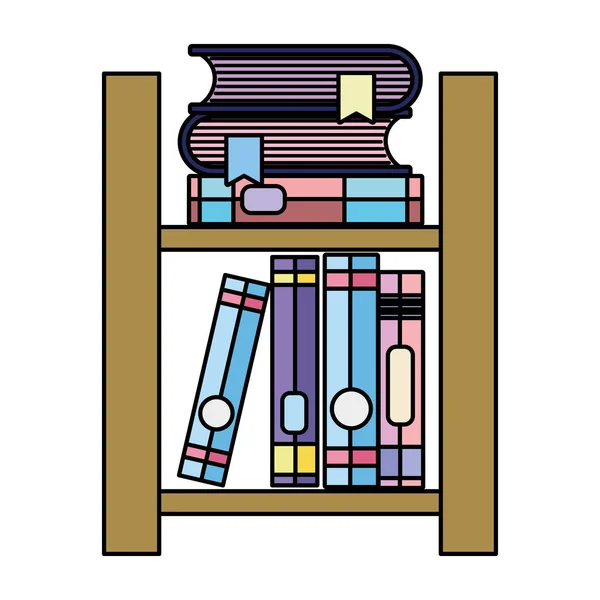 Color Cerrar Libros Objeto Estante Madera Vector Ilustración — Archivo Imágenes Vectoriales