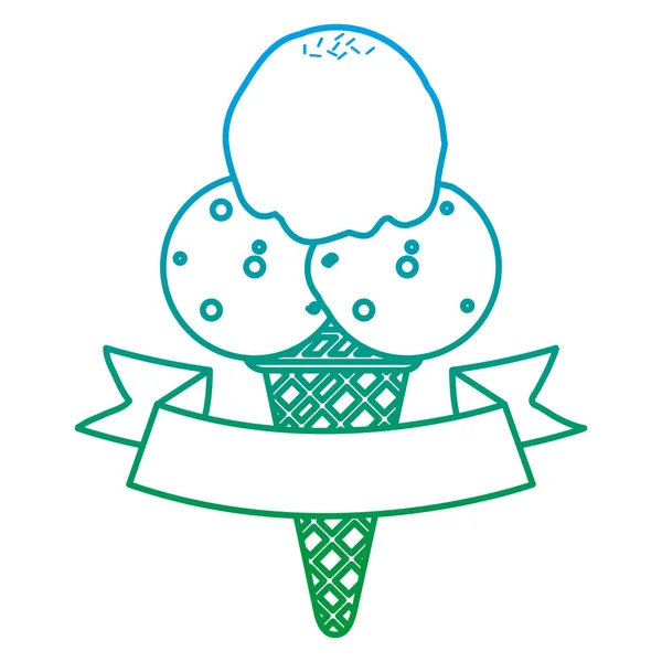 Leromlott Sor Ice Cream Három Golyó Szalag Vektoros Illusztráció — Stock Vector