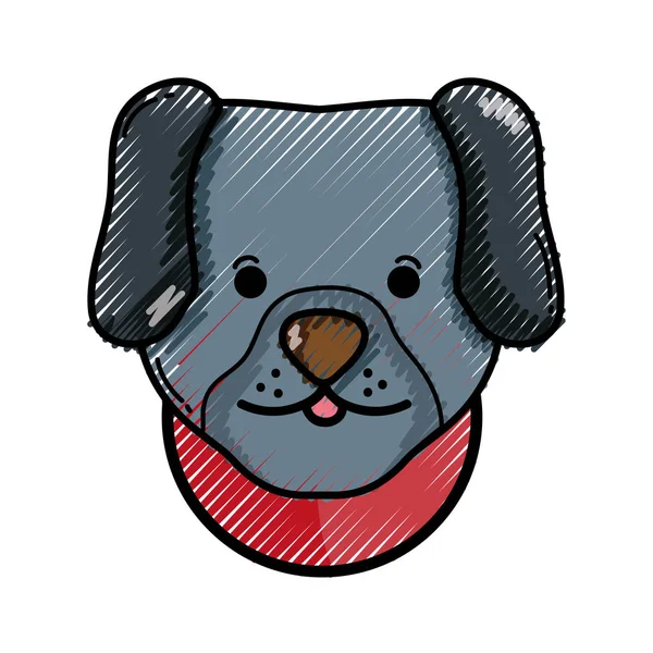 Geriebener Niedlicher Hundekopf Tier Vektor Illustration — Stockvektor