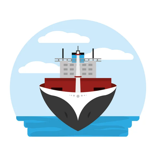 Främre Skeppet Transport Havet Fordonet Vektorillustration — Stock vektor