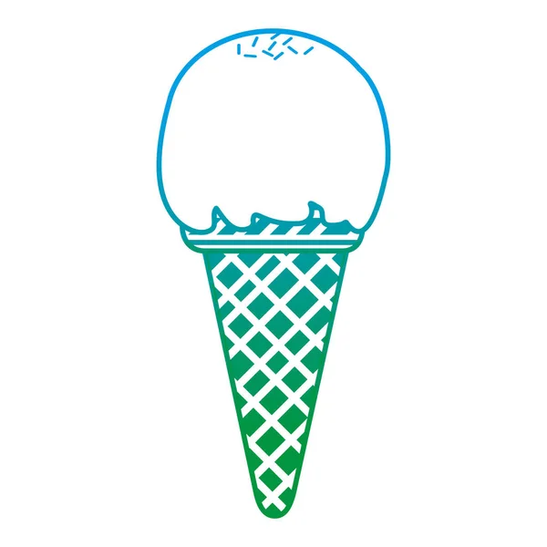 Degraded Line Ice Cream One Ball Cone Vector Illustration — Stock Vector