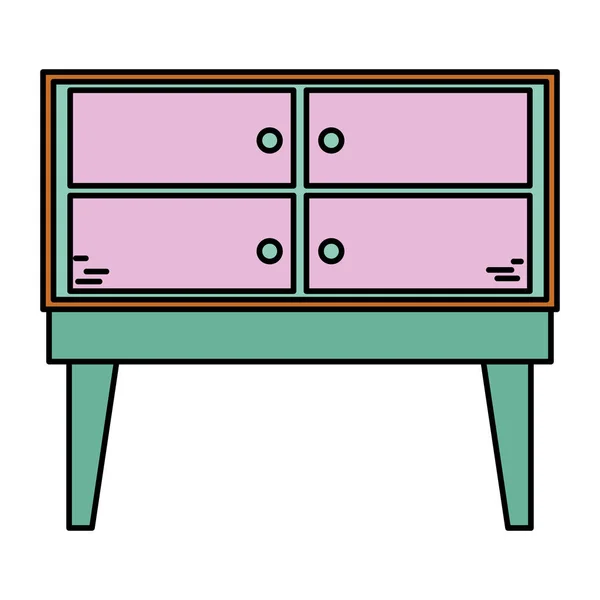 彩色室内木材梳妆台家庭设计矢量插图 — 图库矢量图片