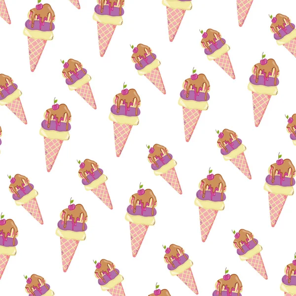 Sweet Ice Cream Cherry Background Vector Illustration — Stock Vector