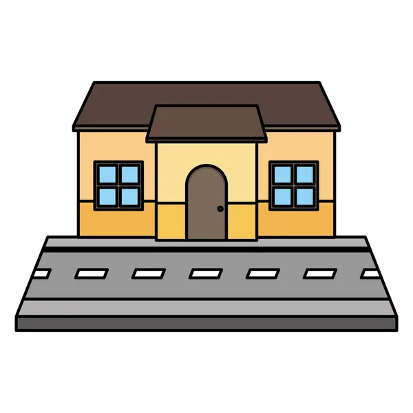 Кольоровий Будинок Дахом Дверима Вулиці Міста Векторні Ілюстрації — стоковий вектор