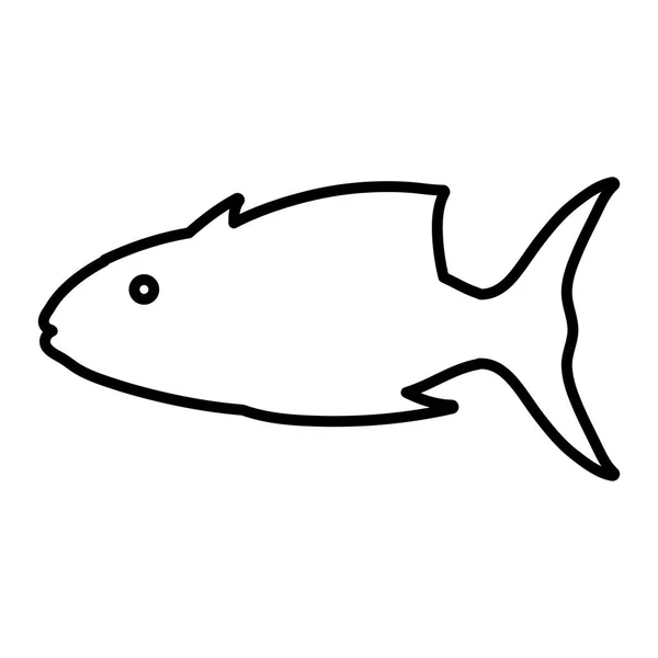 Line Tropical Tuna Fish Nature Animal Vector Illustration — Stock Vector