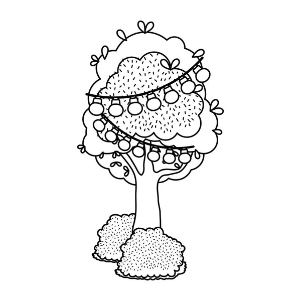 Дерево Линий Векторными Иллюстрациями Ветвей Луковиц — стоковый вектор