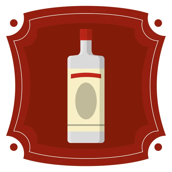 Emblème Avec Bouteille Alcool Illustration Vectorielle Boisson — Image vectorielle