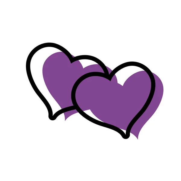Color Hearts Together Love Romantic Symbol Vector Illustration — Stock Vector