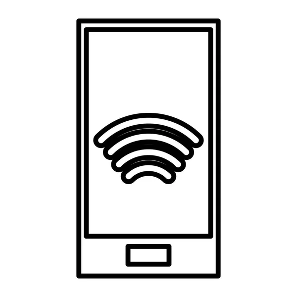 Tecnología Teléfono Inteligente Línea Con Conexión Dispositivo Wifi Ilustración Vectorial — Vector de stock