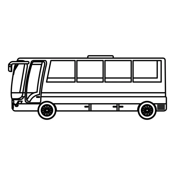 Line Side City Bus Passenger Transport Vector Illustration — Stock Vector