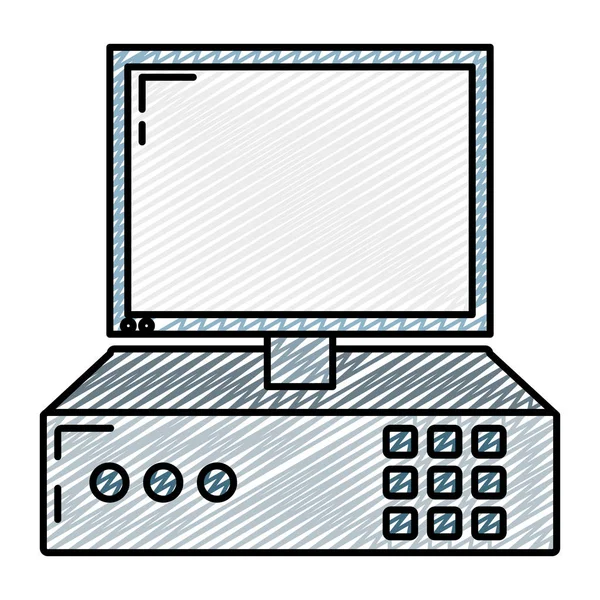 Doodle Elektronische Bildschirm Computer Service Technologie Vektor Illustration — Stockvektor