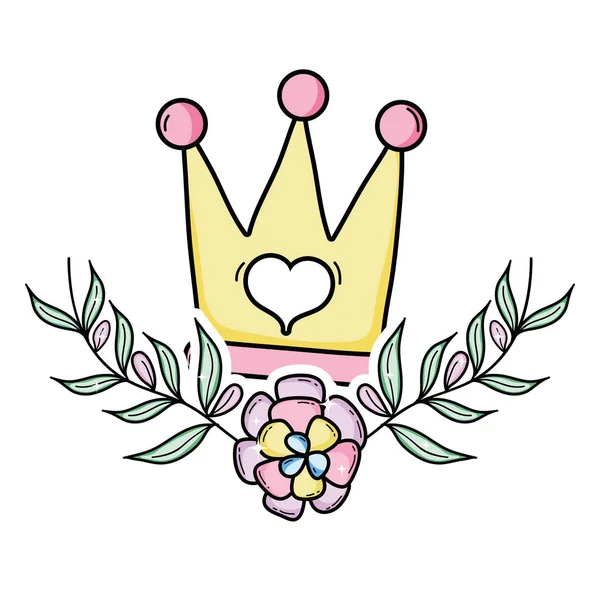 Корона Королівська Гілками Листя Квітка Векторні Ілюстрації — стоковий вектор