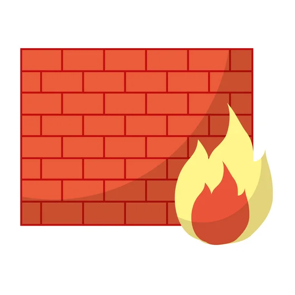 Δομή Τοίχο Από Τούβλα Προσοχή Φωτιά Εικονογράφηση Διάνυσμα — Διανυσματικό Αρχείο