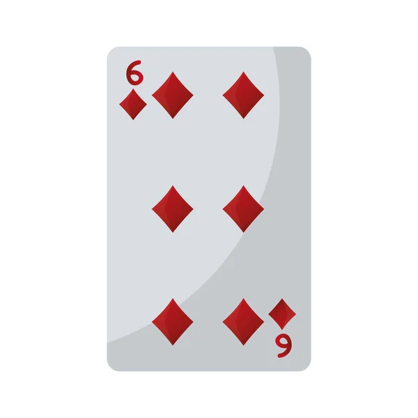 Altı Elmas Casino Kart Oyun Vektör Çizim — Stok Vektör