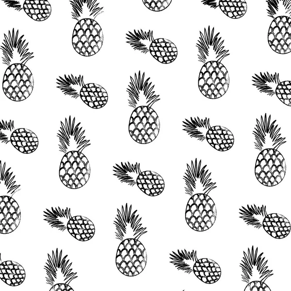 Grunge Exotic Pineapple Tropical Fruit Background Vector Illustration — Stock Vector