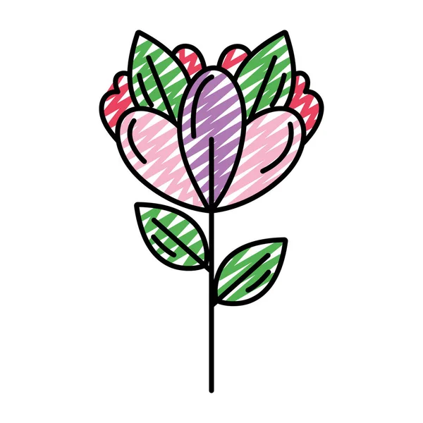 Doodle Schönheit Exotische Blume Pflanze Blätter Vektor Illustration — Stockvektor