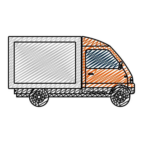 Doodle Φορτηγό Όχημα Υπηρεσία Παράδοσης Μεταφορών Διανυσματικά Εικονογράφηση — Διανυσματικό Αρχείο