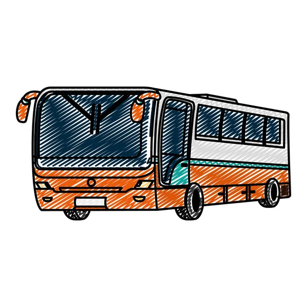 Doodle Cestovní Autobus Cestující Města Dopravní Vektorové Ilustrace — Stockový vektor