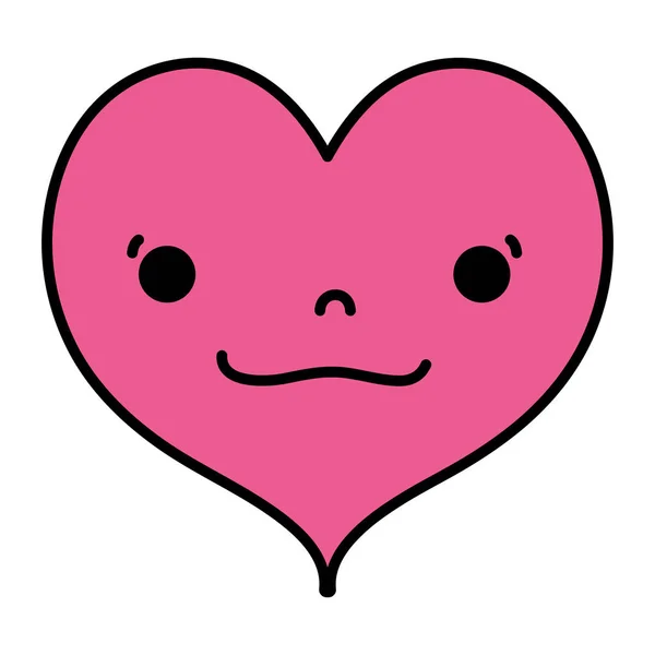 Color Kawaii Corazón Curioso Lindo Vector Amor Ilustración — Vector de stock