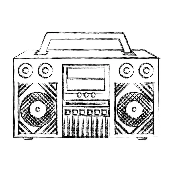 Grunge Retro Radio Musik Objekt Technologie Vektor Illustration — Stockvektor