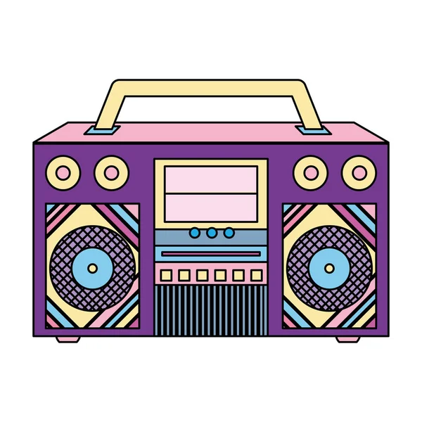 Farbe Retro Radio Musik Objekt Technologie Vektor Illustration — Stockvektor
