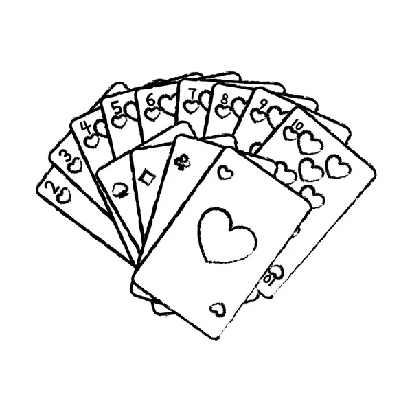 Grunge Poker Cards Classico Casino Gioco Vettoriale Illustrazione — Vettoriale Stock