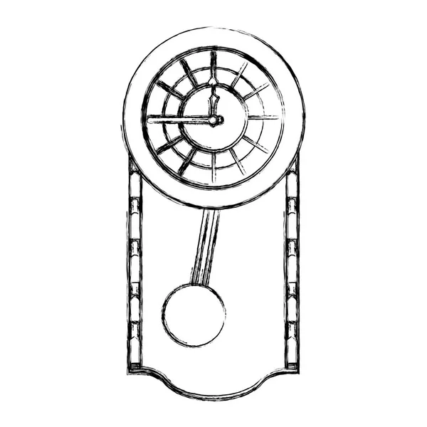 Grunge Cirrus Rovere Parete Orologio Disegno Vettoriale Illustrazione — Vettoriale Stock