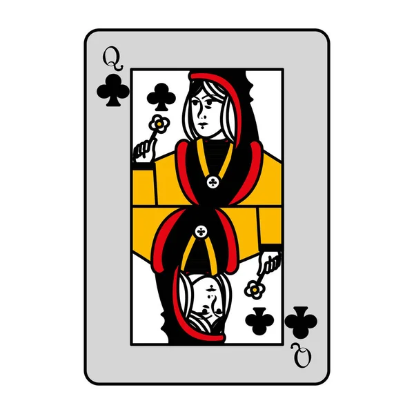 Couleur Reine Clubs Carte Casino Jeu Vectoriel Illustration — Image vectorielle