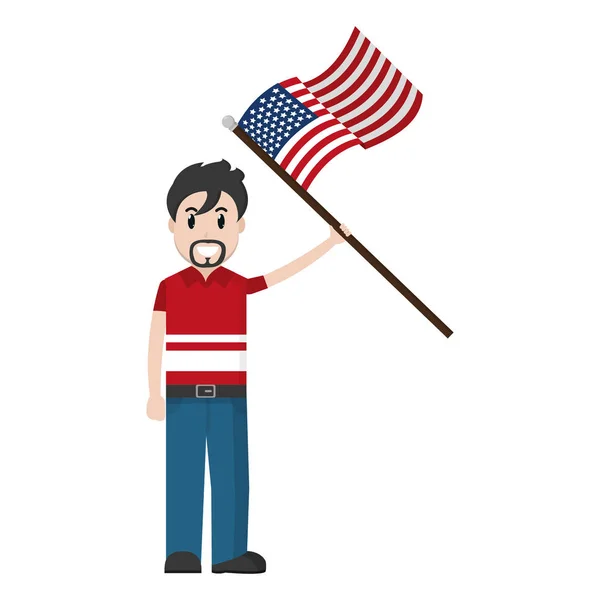 Счастливый Человек Вектором Американского Флага — стоковый вектор
