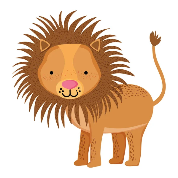 Mignon Mâle Lion Animal Sauvage Vecteur Illustration — Image vectorielle