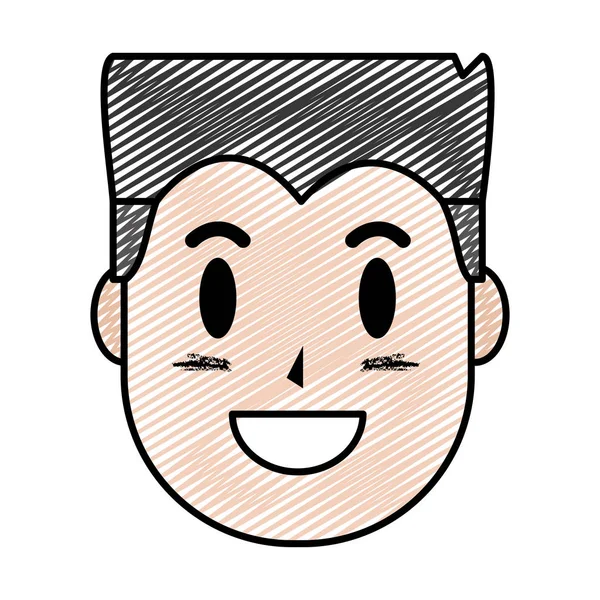 Doodle Feliz Homem Cabeça Com Penteado Design Vetor Ilustração — Vetor de Stock