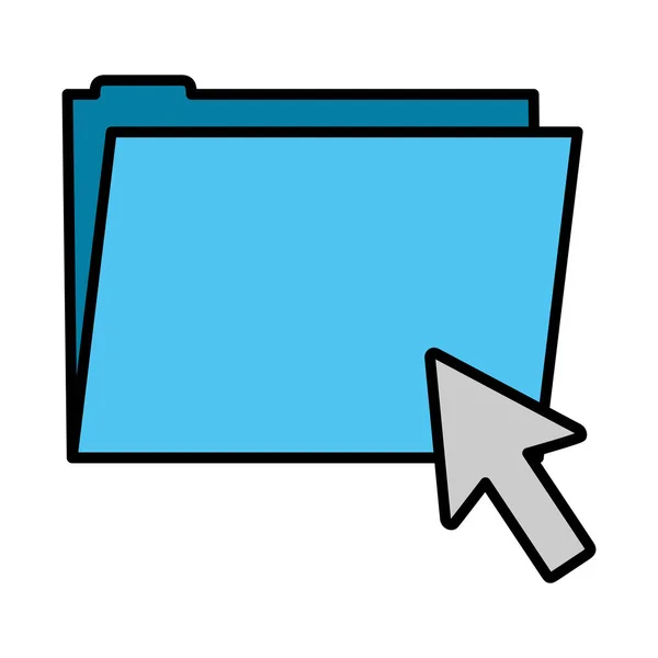 Color Folder File Arrow Cursor Mouse Vector Illustration — Stock Vector