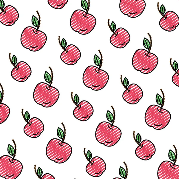 Doodle Köstlichen Apfel Frisches Obst Hintergrund Vektor Illustration — Stockvektor