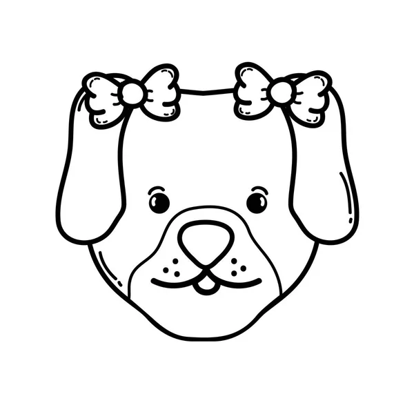 ラインかわいい犬女性のペット動物のベクトル図 — ストックベクタ