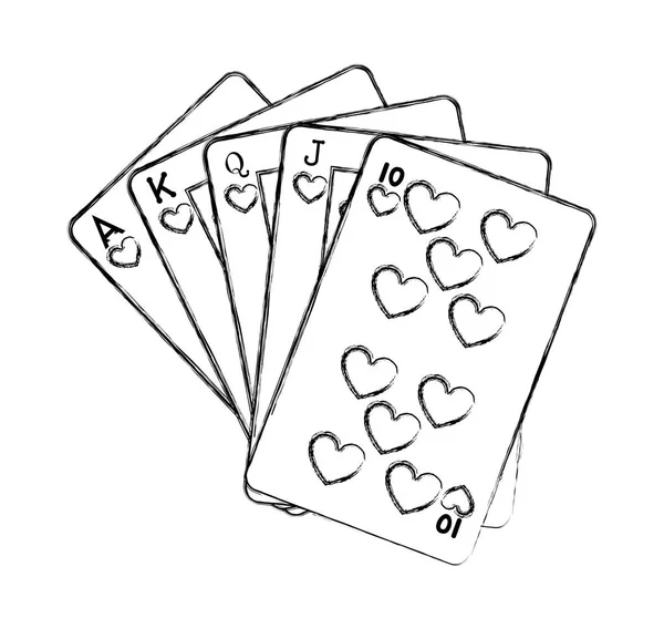 Grunge Royal Fush Card Casino Jogo Vetor Ilustração —  Vetores de Stock