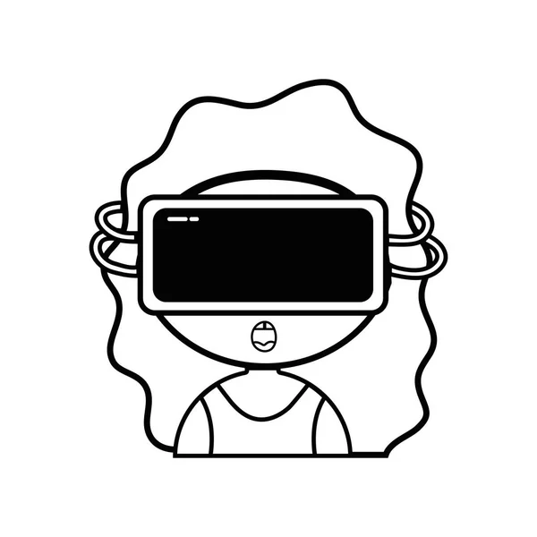 Chica Línea Con Gafas Ilustración Vectores Videojuegos Virtuales — Archivo Imágenes Vectoriales