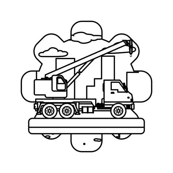 Line Truck Pulleys Equipment Construction Industry Vector Illustration — Stock Vector