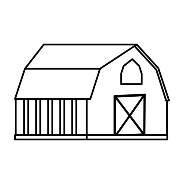 Linie Seite Holz Haus Bauernhof Stil Vektor Illustration — Stockvektor