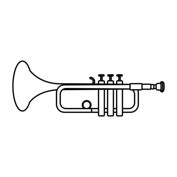 Lijn Muziek Trompet Instrument Artistieke Melodie Vectorillustratie — Stockvector