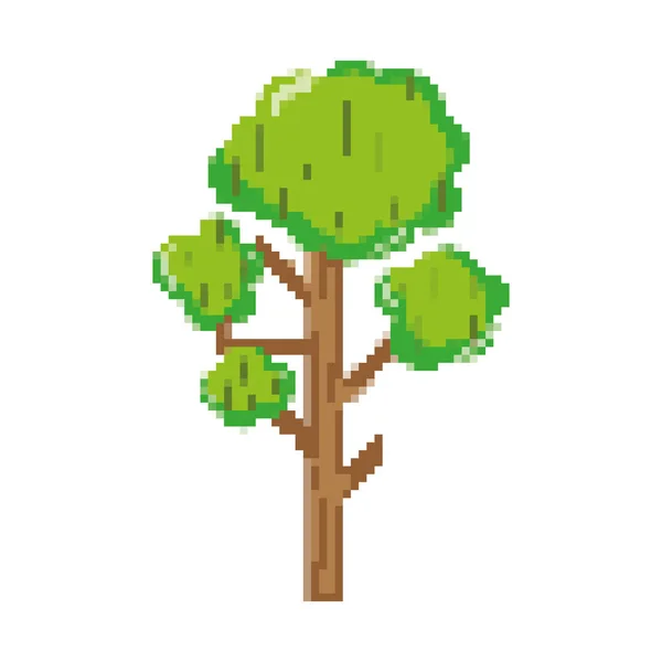 Pixelated Φυσικό Δέντρο Κλαδιά Φύλλα Στυλ Εικονογράφηση Διάνυσμα — Διανυσματικό Αρχείο
