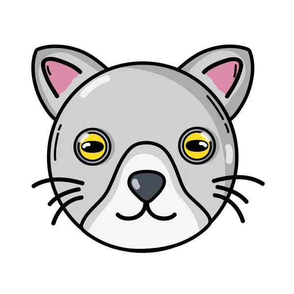 Bonito Gato Cabeça Animal Animal Estimação Vetor Ilustração — Vetor de Stock
