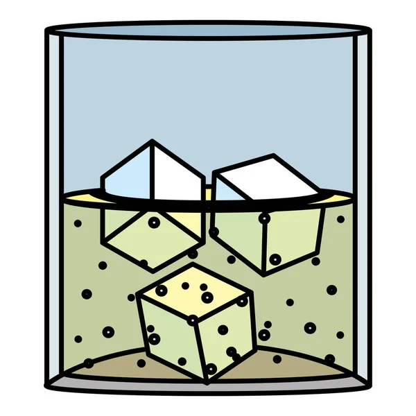 颜色伏特加玻璃饮料与立方体冰向量例证 — 图库矢量图片