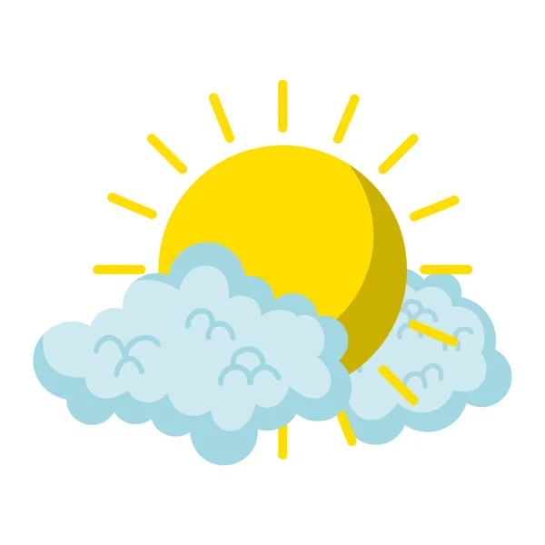 Bright Sun Weather Fluffy Clouds Vector Illustration — Stock Vector