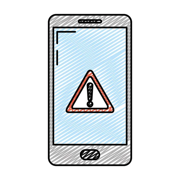 Doodle Tecnologia Smartphone Com Cautela Mais Escuro Símbolo Vetor Ilustração — Vetor de Stock