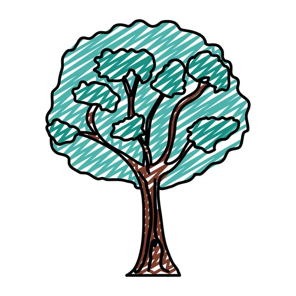 Doodle Beauté Arbre Tige Avec Branches Feuilles Illustration Vectorielle — Image vectorielle